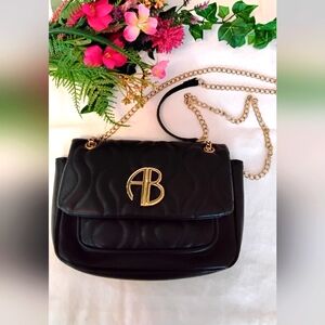 Alex Bendel Vegan Leather Black Quilted Chain Crossbody Women's Bag